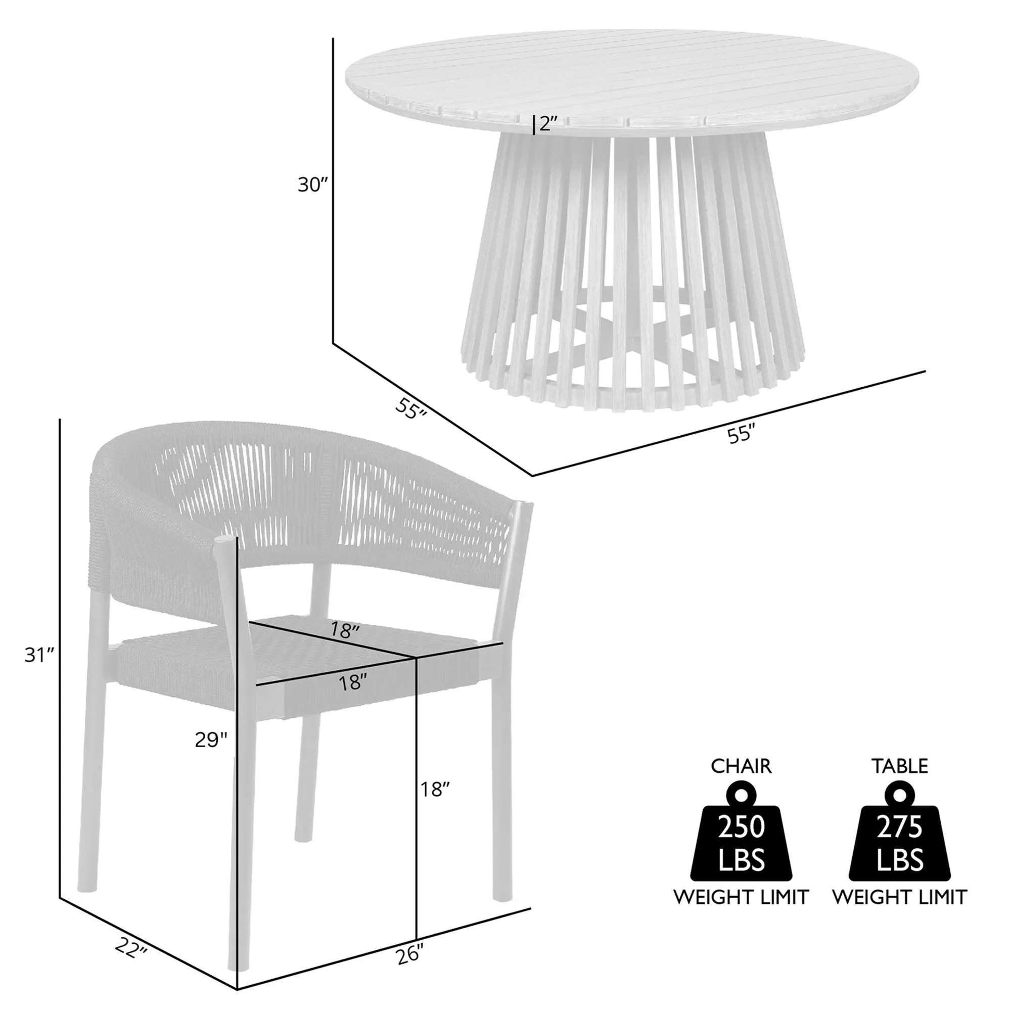 Escondido and Doris 5-Piece Outdoor Dining Set