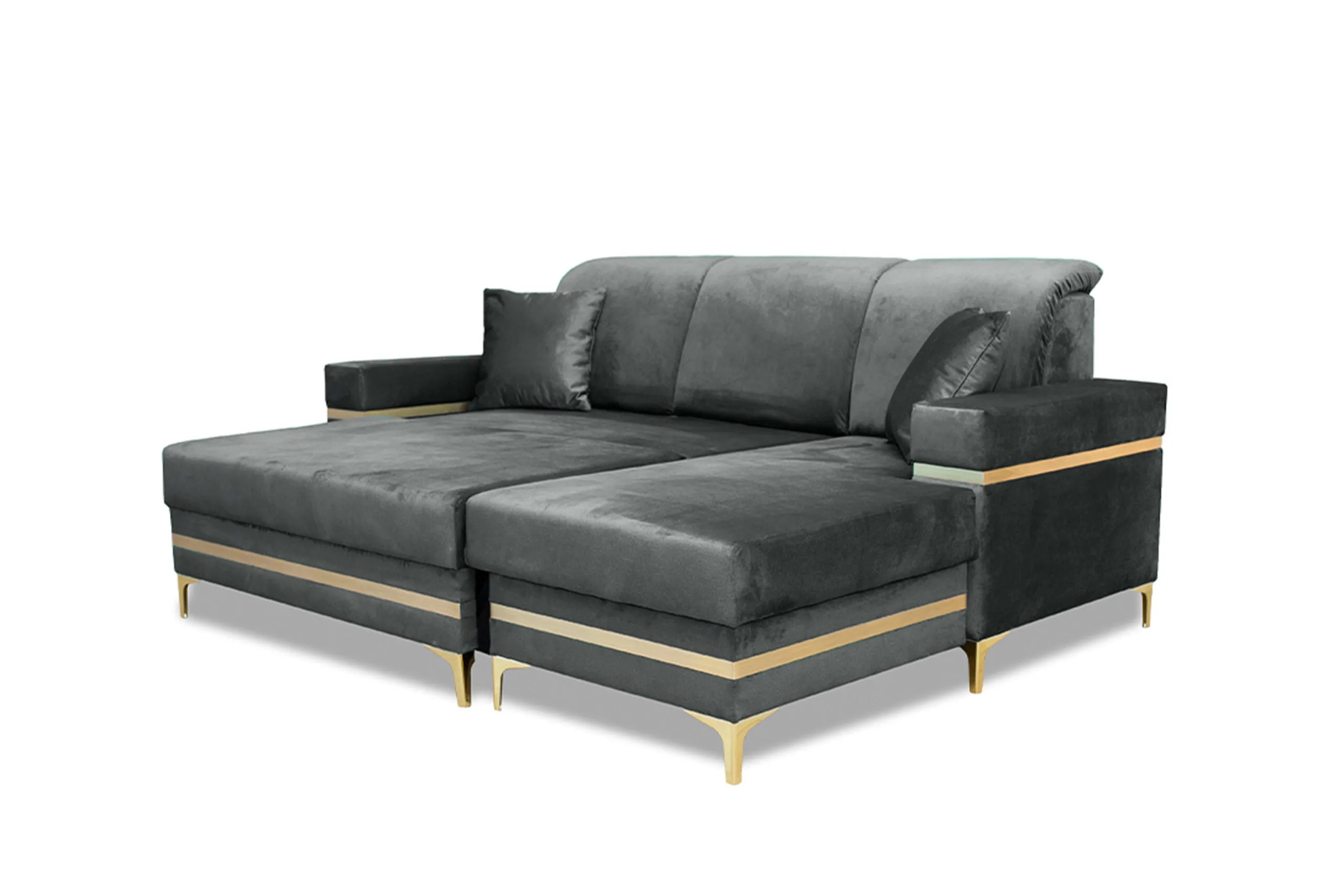 Florence Gold Corner Sofa Bed - Modern Design with Sleeping Function and Bedding Storage