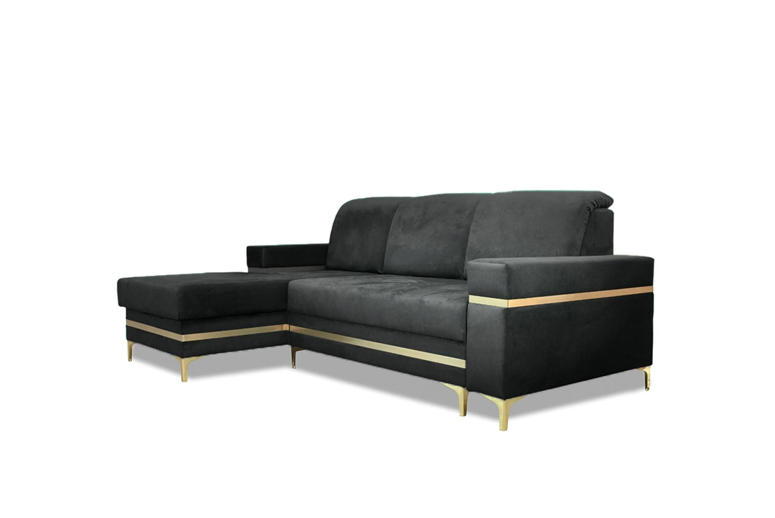 Florence Gold Corner Sofa Bed - Modern Design with Sleeping Function and Bedding Storage