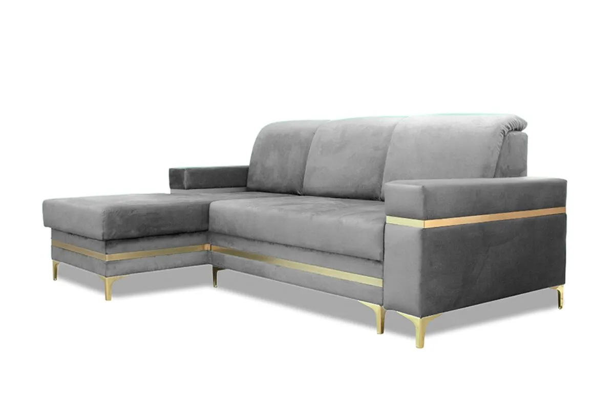 Florence Gold Corner Sofa Bed - Modern Design with Sleeping Function and Bedding Storage