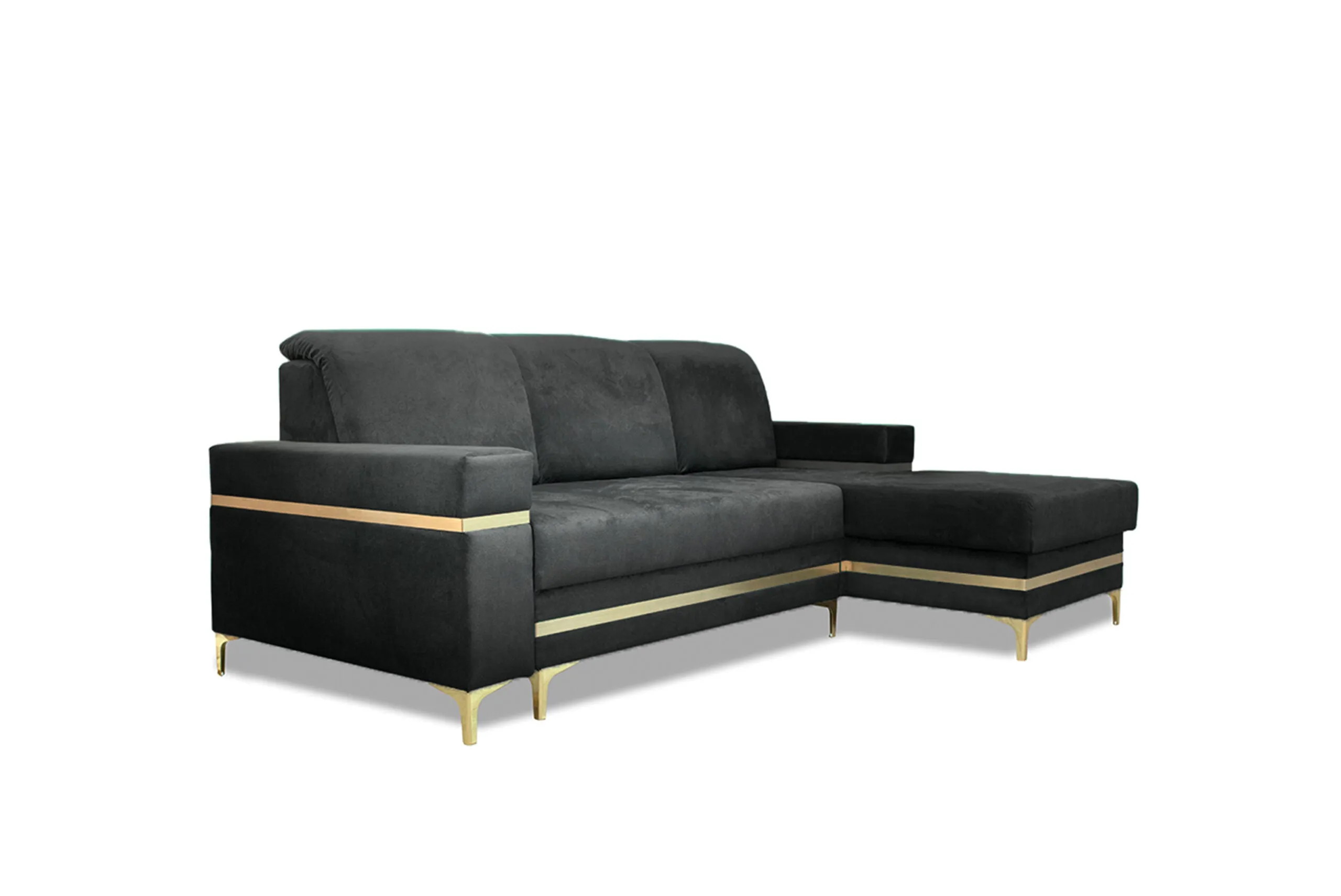 Florence Gold Corner Sofa Bed - Modern Design with Sleeping Function and Bedding Storage