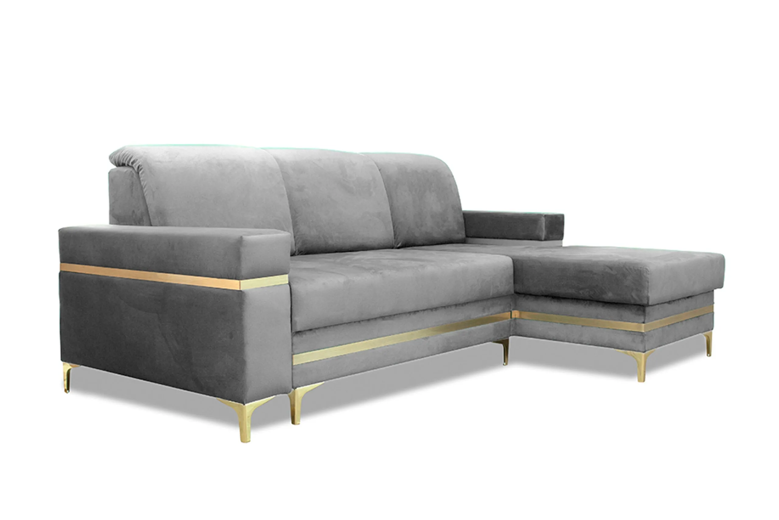 Florence Gold Corner Sofa Bed - Modern Design with Sleeping Function and Bedding Storage