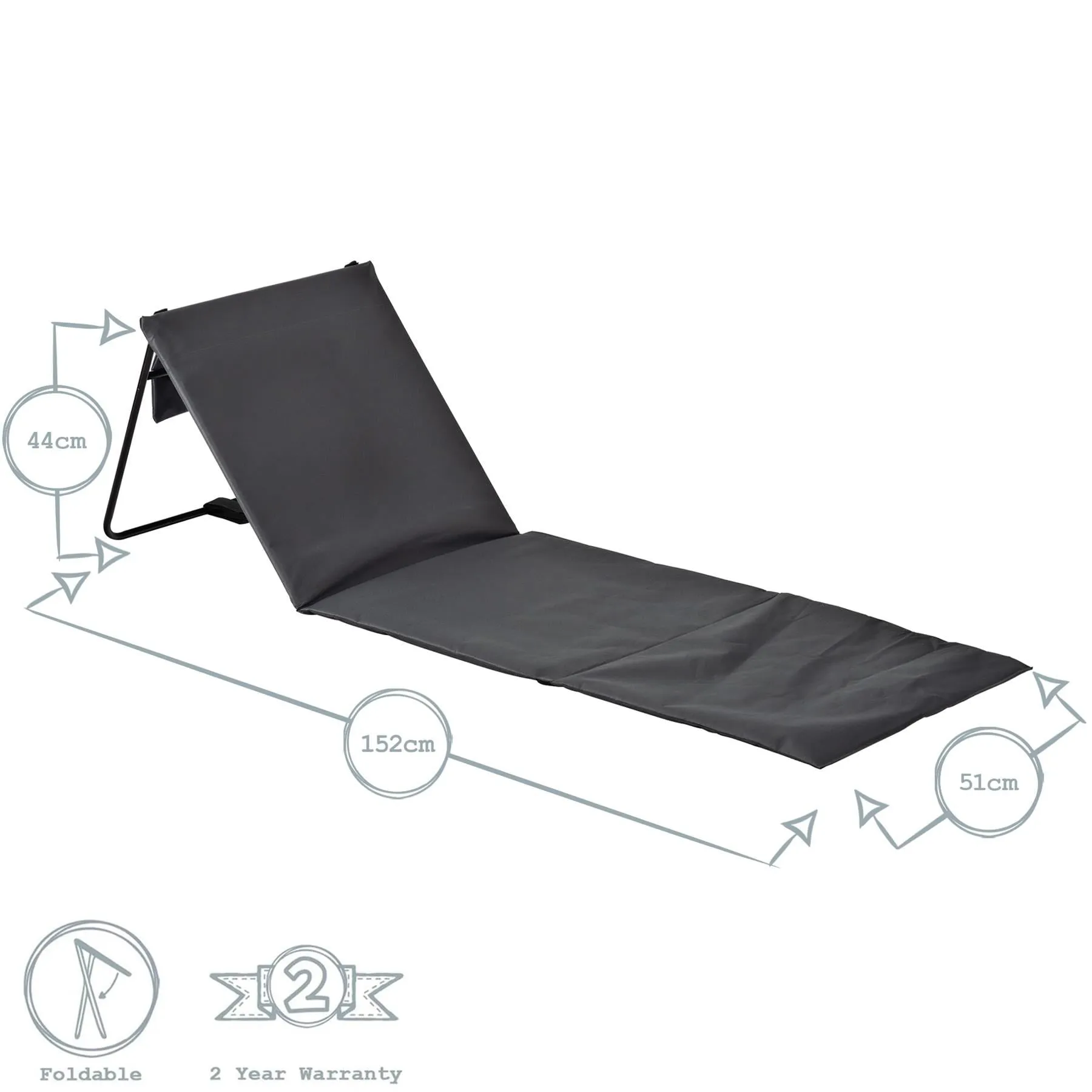 Folding Canvas Beach Lounger - By Harbour Housewares