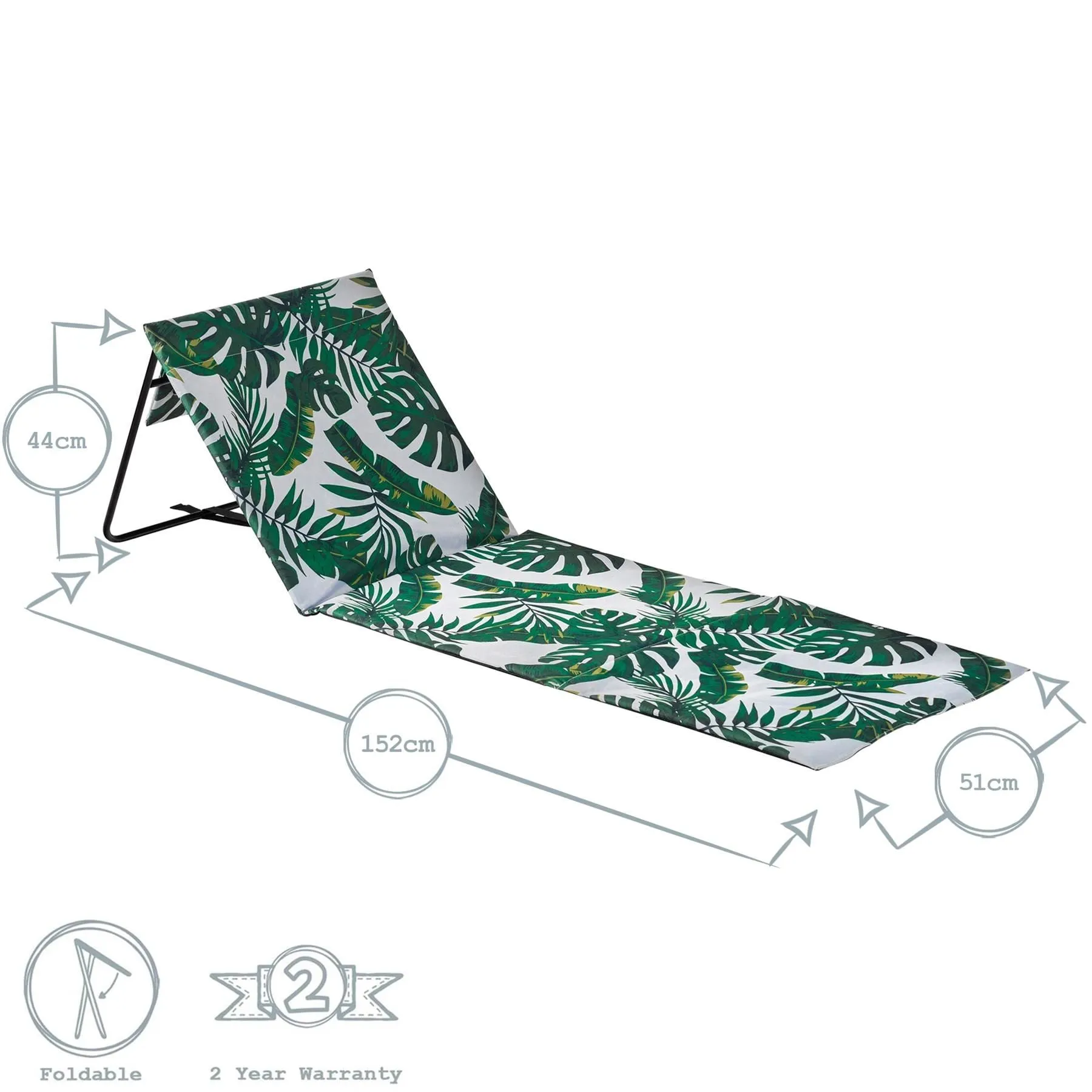 Folding Canvas Beach Lounger - By Harbour Housewares