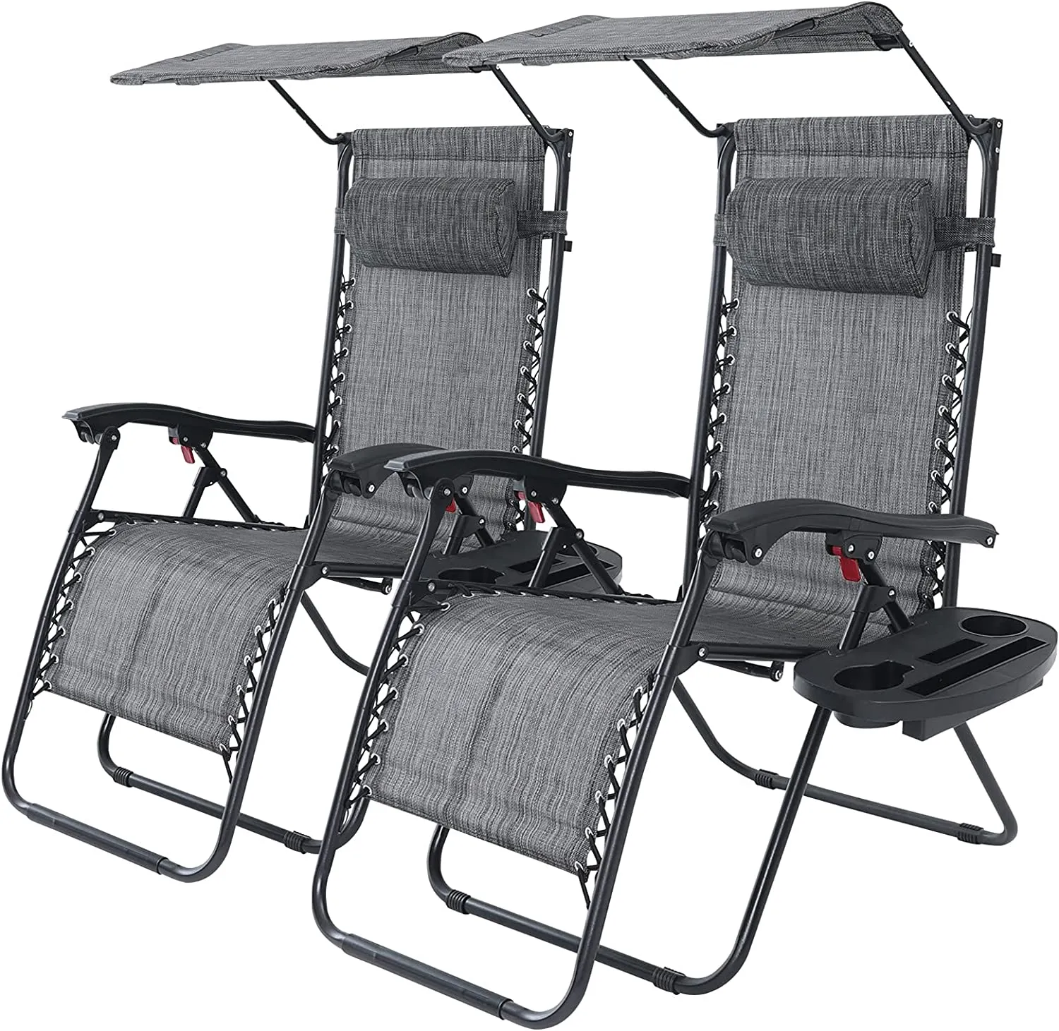 Folding Zero Gravity Outdoor Recliner Patio Lounge Chair with Adjustable Canopy Shade and Cup Holder