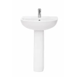 Frontline White Compact Full Pedestal Basin - 2 Tap Holes-550mm