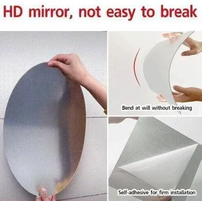 GAKSON Oval Shape Adhesive Mirror for Wall on Tiles Bathroom Bedroom Living Room Basin Mirror Bathroom Wall Mirror Stickers Home Unbreakable Plastic Wall Mirror 20 * 30 (1, 30X20)