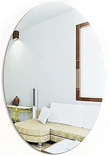 GAKSON Oval Shape Adhesive Mirror Sticker Wall on Tiles Bathroom Bedroom Living Room Basin Mirror Bathroom Wall Mirror Stickers Unbreakable Plastic Wall Mirror 30 * 20 (1, 30X20)