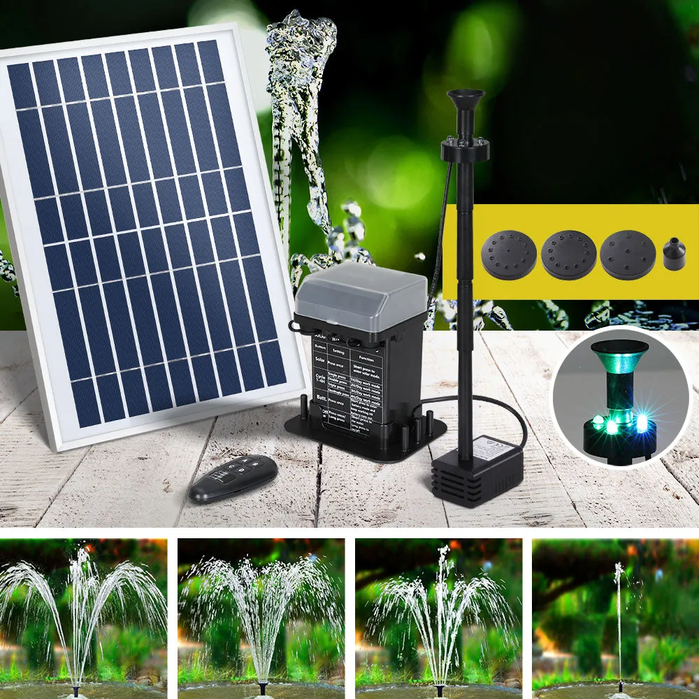 Gardeon Solar Pond Pump Submersible Fountain with Battery Kit LED Lights 5.2FT