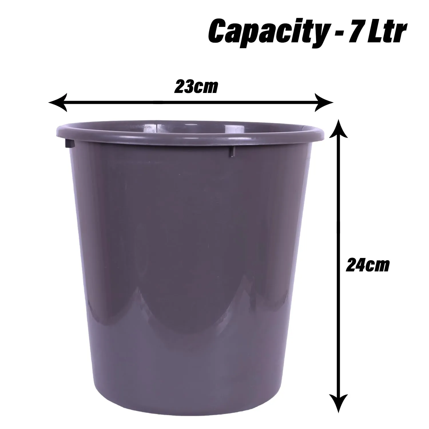 Heart Home Dustbin | Open Dustbin | Plastic Garbage Dustbin | Dustbin For Kitchen | Dustbin For Bathroom | Office Dustbin | Plain Sada Dustbin | 7 LTR | 066 | Gray