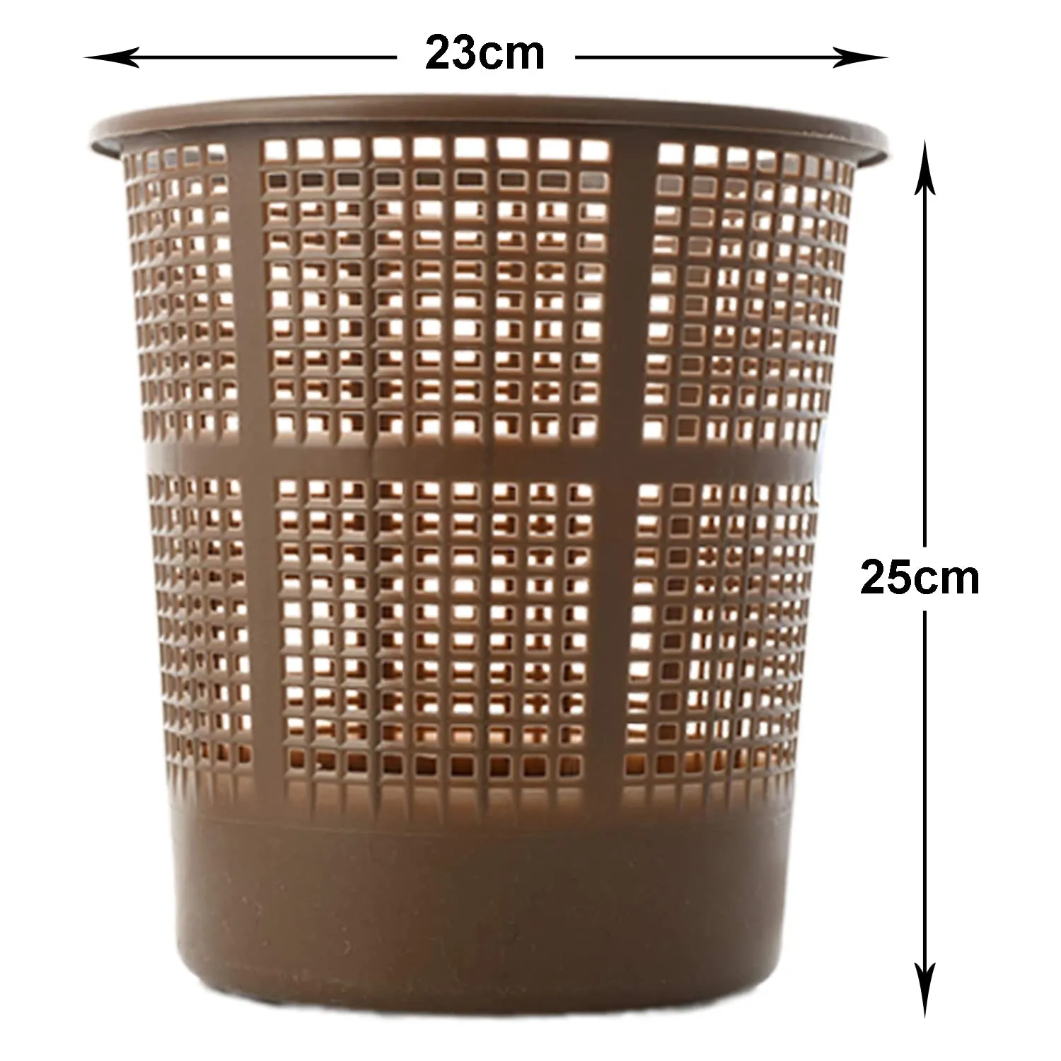 Heart Home Mesh Dustbin|Plastic Open Garbage Basket|Portable Round Trash Can for Kitchen|Office|College|5 Liter (Brown)