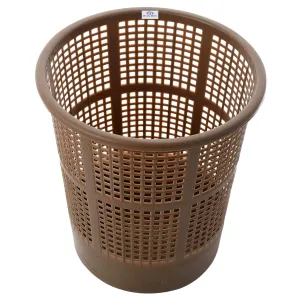 Heart Home Mesh Dustbin|Plastic Open Garbage Basket|Portable Round Trash Can for Kitchen|Office|College|5 Liter (Brown)