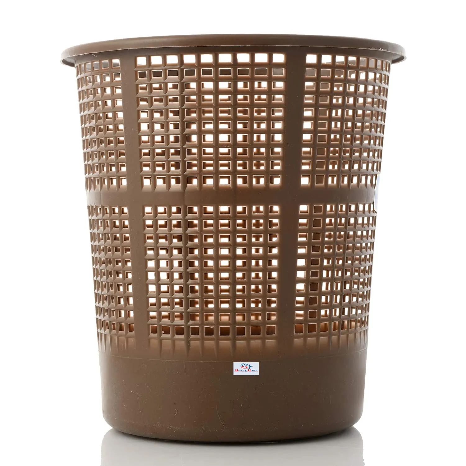 Heart Home Mesh Dustbin|Plastic Open Garbage Basket|Portable Round Trash Can for Kitchen|Office|College|5 Liter (Brown)