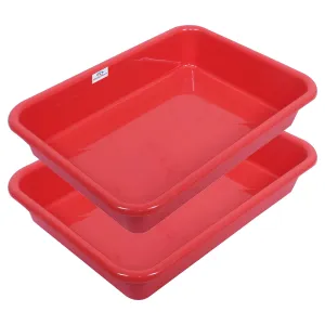 Heart Home Storage Tray|Versatile Plastic Storage Organizer|Rectangular Tray for Kitchen Storage|Storage Tray for Office|Exel Tray 555|Pack of 2 (Red)