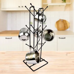 Homestic Kitchen Stand | Cup Stand for Kitchen | Coffee and Tea Mug Holder | Dinning Tabel Cup Stand for Kitchen | Organizer for Kitchen | 12 Hook Cup Stand Hanger | Black