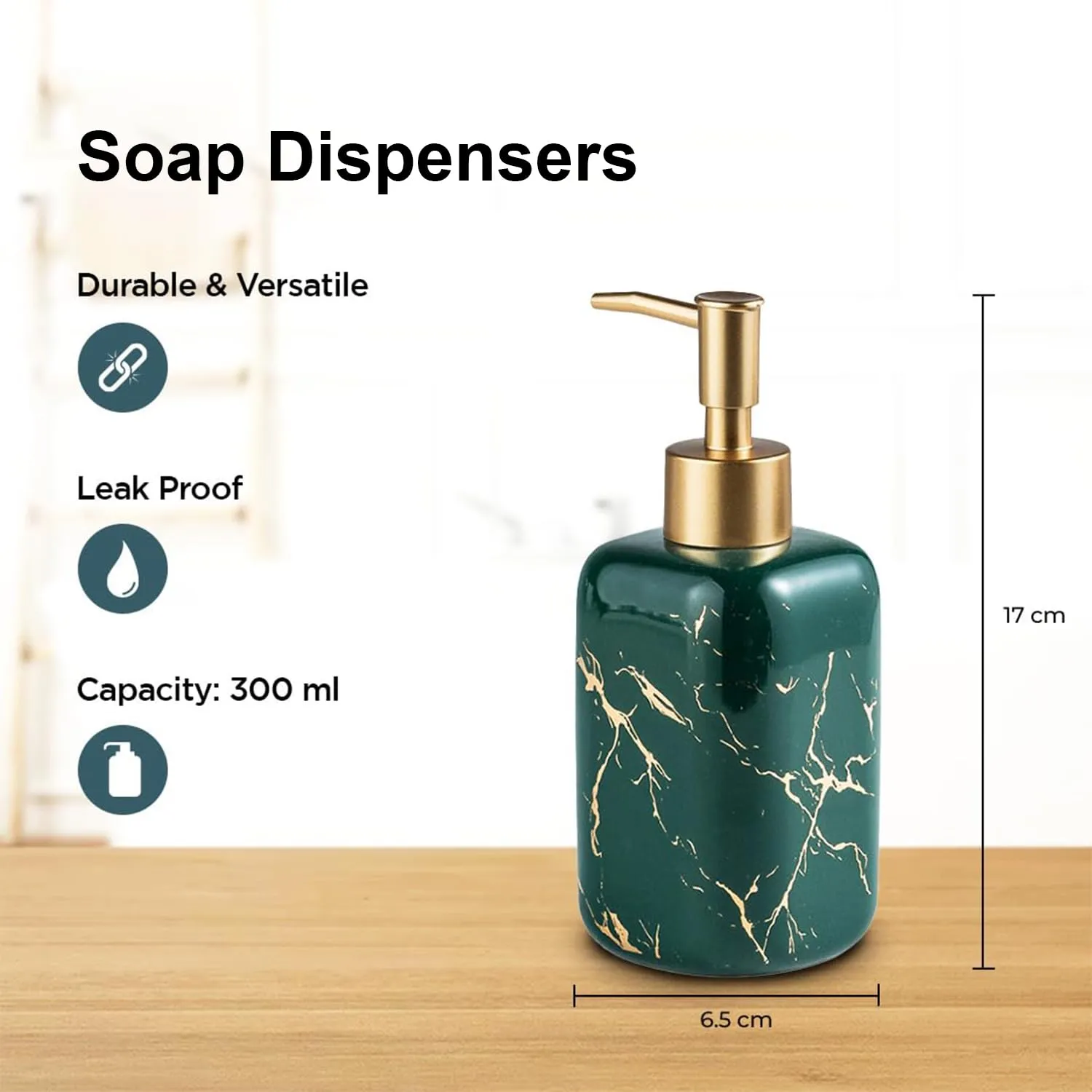 Homestic Liquid Soap Dispenser | Handwash Soap Dispenser | Soap Dispenser for Wash Basin | Shampoo Dispenser Bottle | Bathroom Dispenser Bottle | 3 Piece | 300 ml | ZX024BK | Black