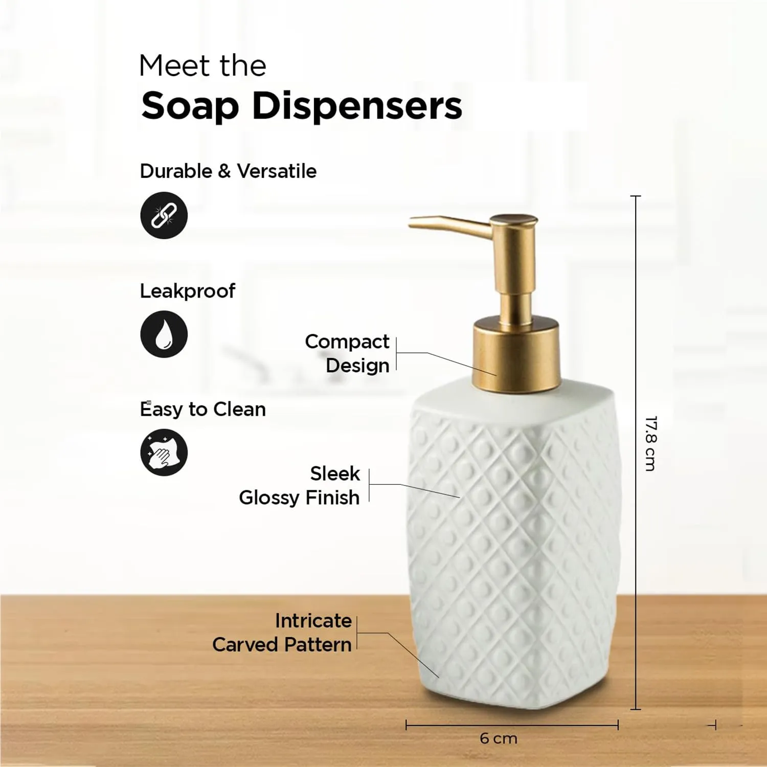 Homestic Liquid Soap Dispenser | Handwash Soap Dispenser | Soap Dispenser for Wash Basin | Shampoo Dispenser Bottle | Bathroom Dispenser Bottle | 310 ML | White