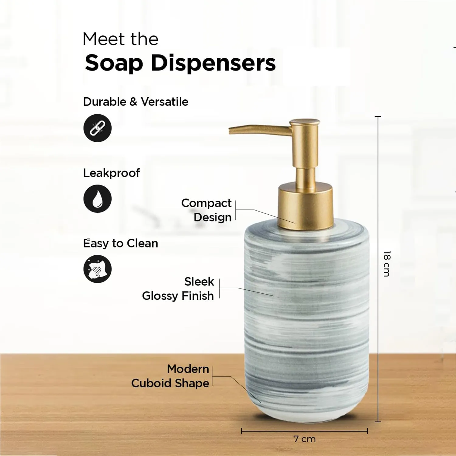 Homestic Liquid Soap Dispenser | Handwash Soap Dispenser | Soap Dispenser for Wash Basin | Shampoo Dispenser Bottle | Bathroom Dispenser Bottle | 350 ML | Gray