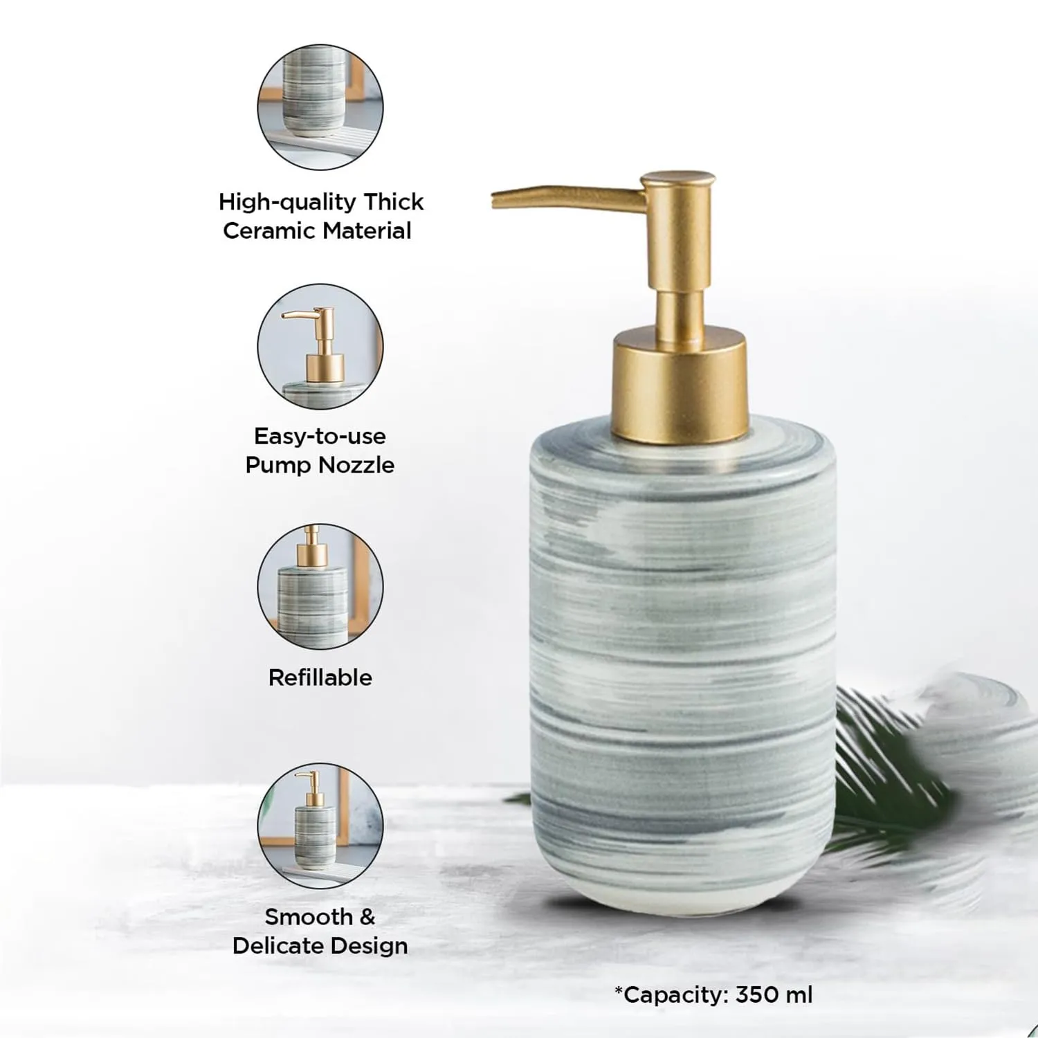 Homestic Liquid Soap Dispenser | Handwash Soap Dispenser | Soap Dispenser for Wash Basin | Shampoo Dispenser Bottle | Bathroom Dispenser Bottle | 350 ML | Gray