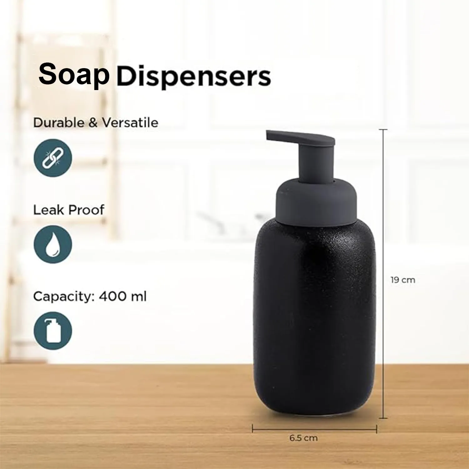 Homestic Liquid Soap Dispenser | Handwash Soap Dispenser | Soap Dispenser for Wash Basin | Shampoo Dispenser Bottle | Bathroom Dispenser Bottle | JY00012 | 400 ml | Black