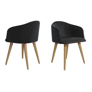 Kari Velvet Matelassé Accent Chair in Black - Set of 2