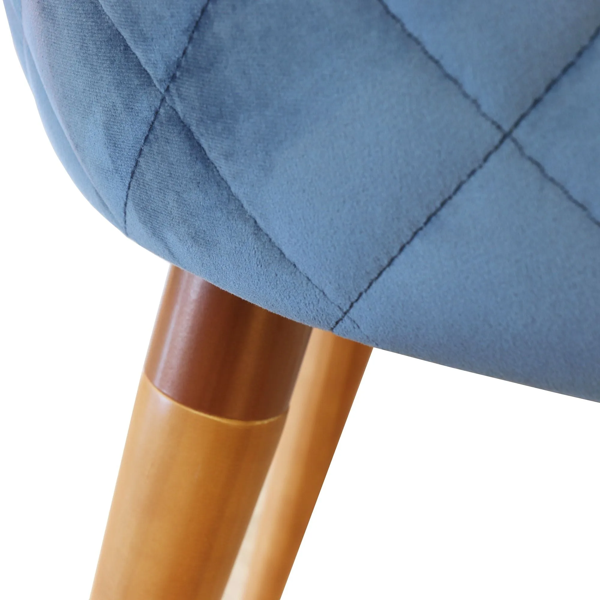 Kari Velvet Matelassé Accent Chair in Blue - Set of 2