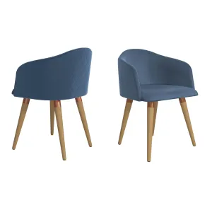 Kari Velvet Matelassé Accent Chair in Blue - Set of 2