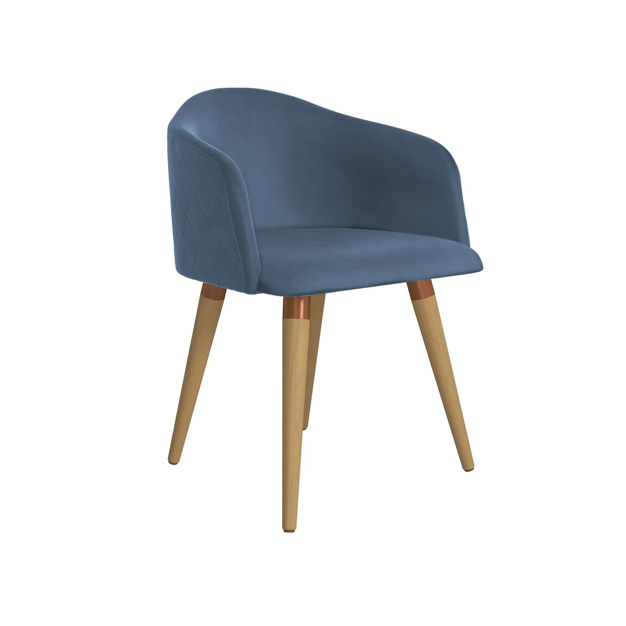 Kari Velvet Matelassé Accent Chair in Blue - Set of 2