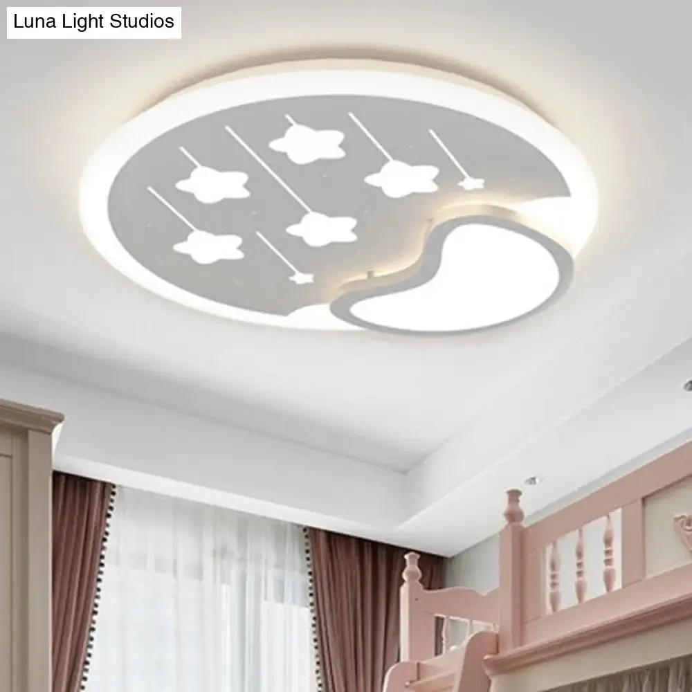 Kids Meteor Shower Ceiling Light: Acrylic White LED Lamp for Kindergarten Foyer