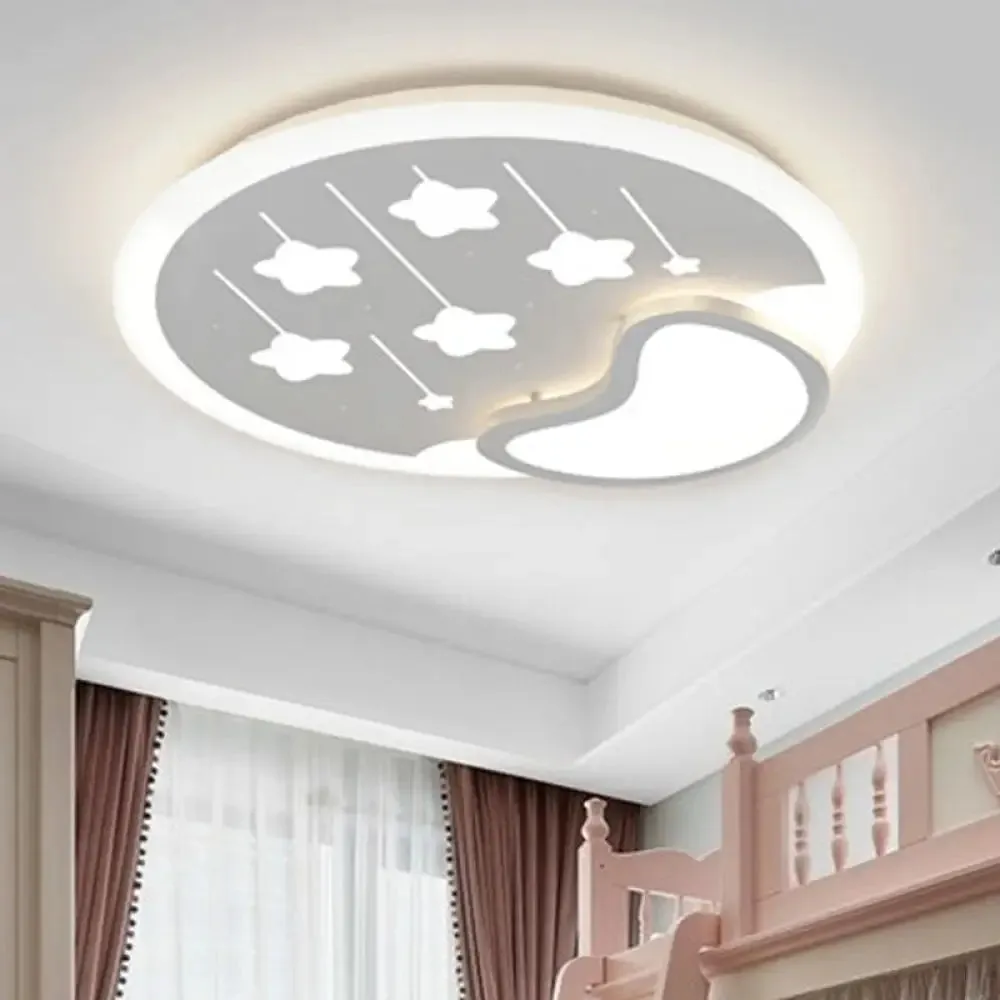 Kids Meteor Shower Ceiling Light: Acrylic White LED Lamp for Kindergarten Foyer