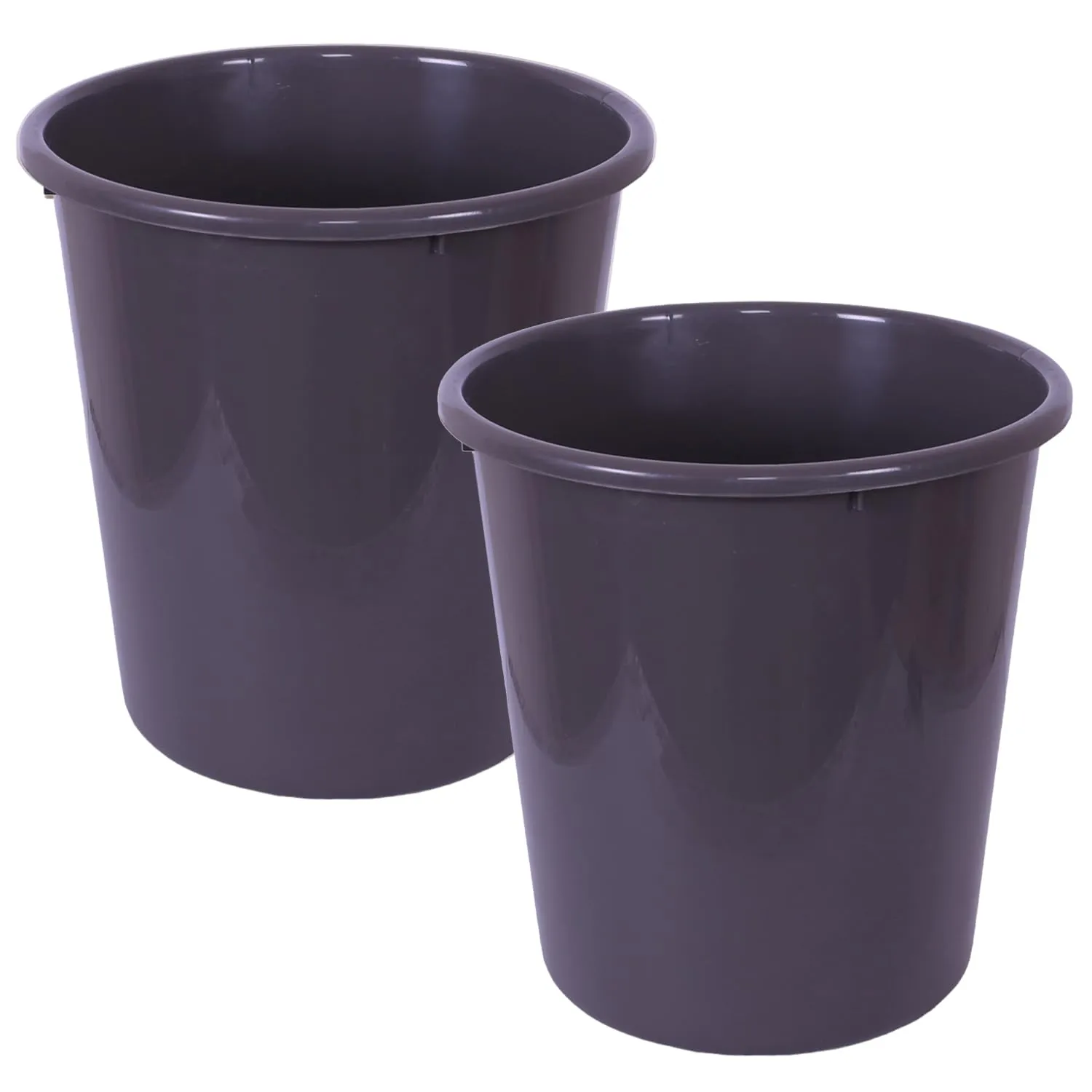 Kuber Industries Dustbin | Open Dustbin | Plastic Garbage Dustbin | Dustbin For Kitchen | Dustbin For Bathroom | Office Dustbin | Plain Sada Dustbin | 7 LTR | 066 | Pack of 2 | Gray