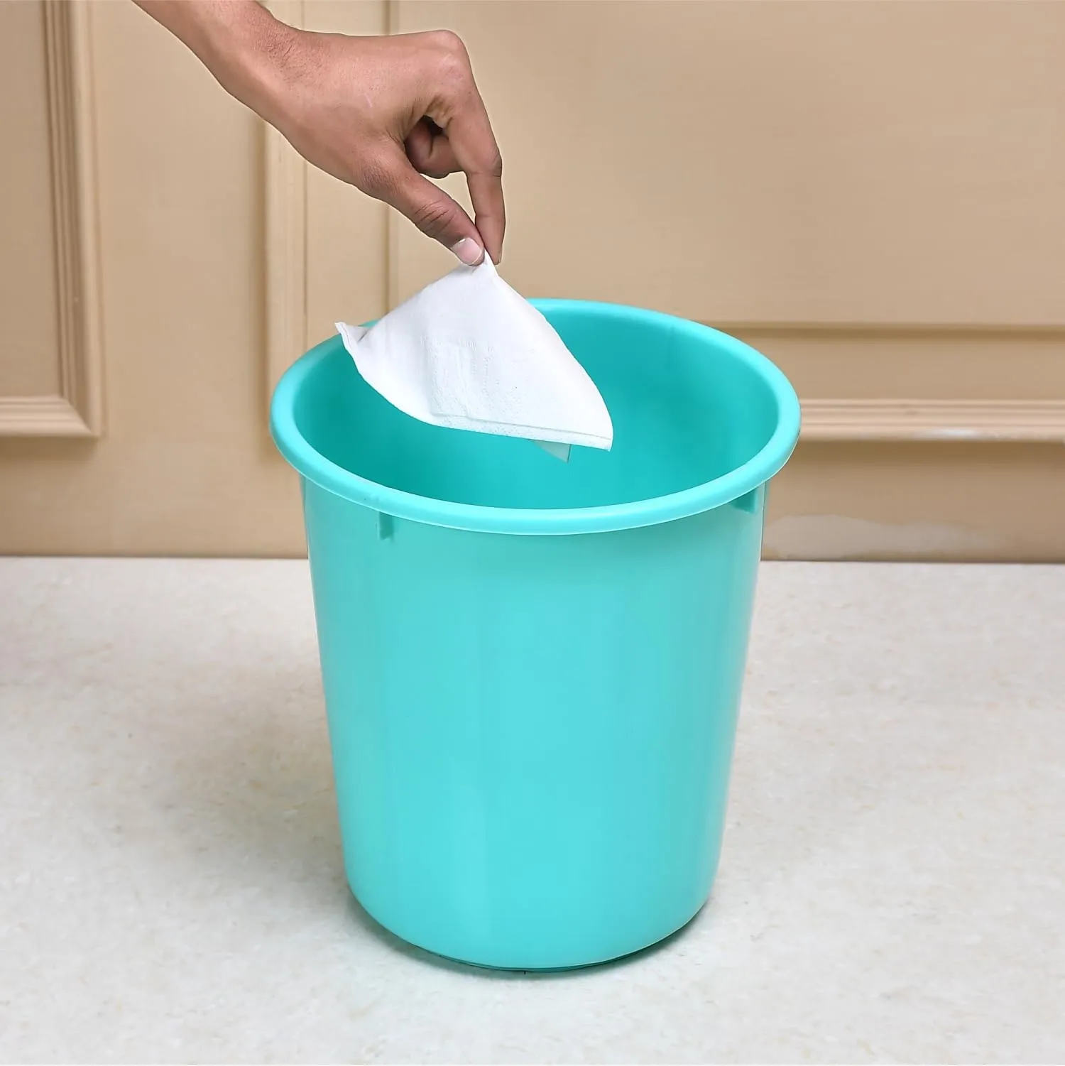 Kuber Industries Dustbin | Open Dustbin | Plastic Garbage Dustbin | Dustbin for Kitchen | Dustbin for Bathroom | Office Dustbin | Plain Sada Dustbin | 7 LTR | Green