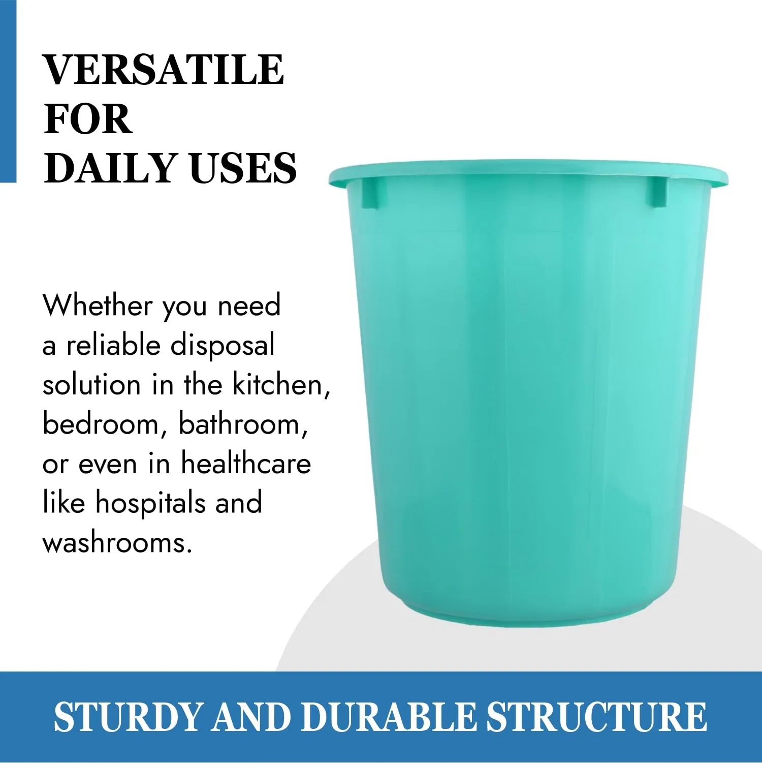 Kuber Industries Dustbin | Open Dustbin | Plastic Garbage Dustbin | Dustbin for Kitchen | Dustbin for Bathroom | Office Dustbin | Plain Sada Dustbin | 7 LTR | Green