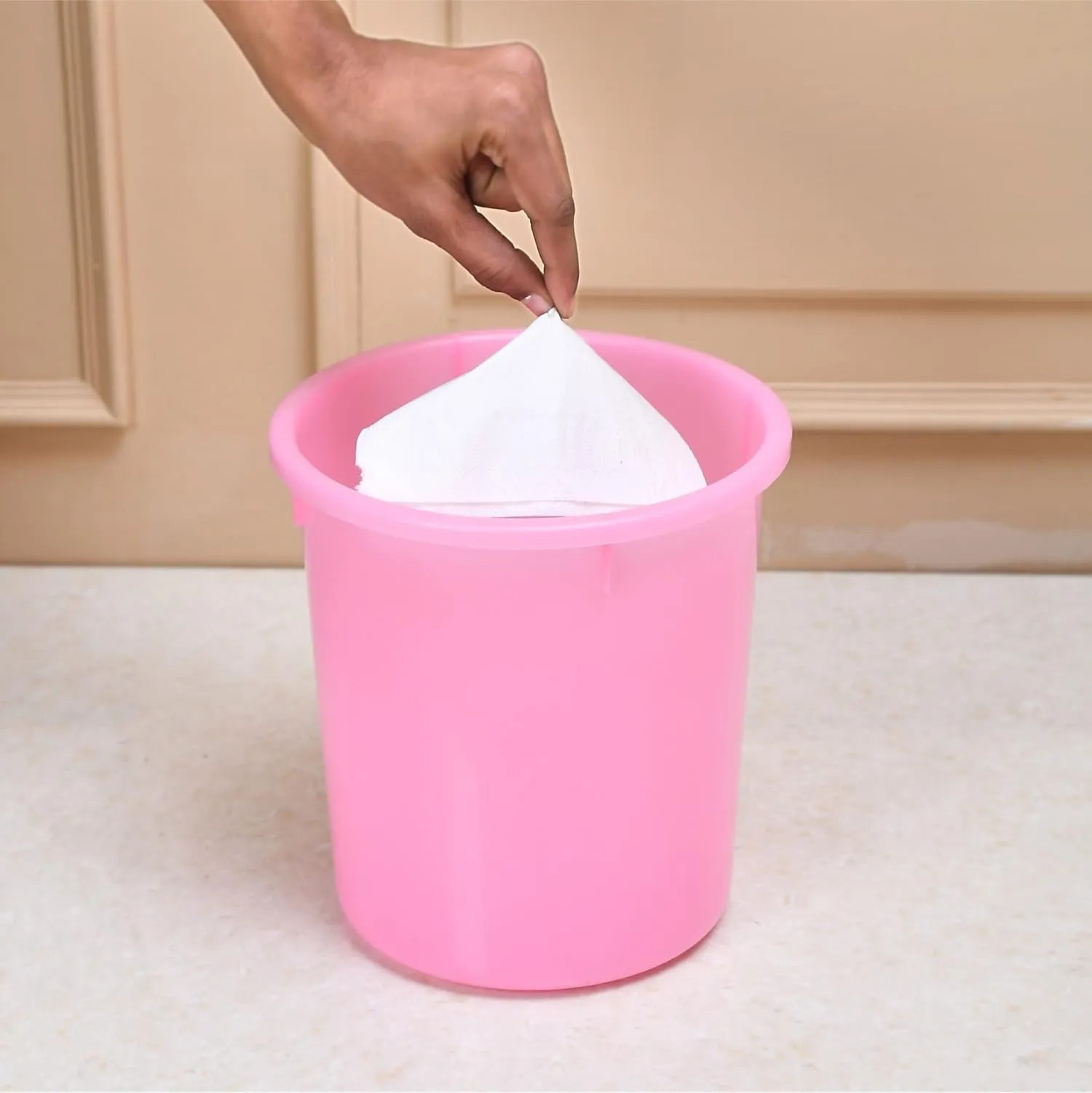 Kuber Industries Dustbin | Open Dustbin | Plastic Garbage Dustbin | Dustbin for Kitchen | Dustbin for Bathroom | Office Dustbin | Plain Sada Dustbin | 7 LTR | Pink