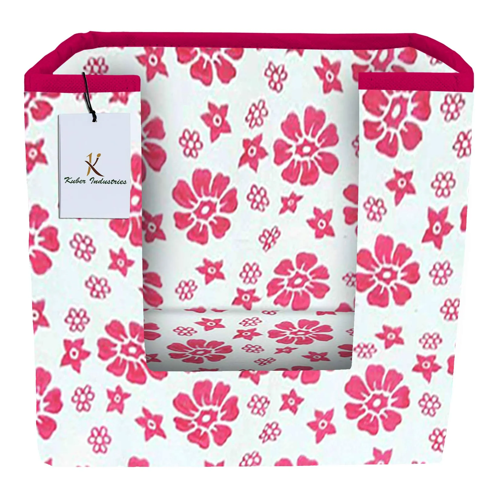 Kuber Industries Flower Printed Non Woven 1 Piece Shirt Stacker And 2 Piece Foldable Rectangle Cloth Saree Stacker Cloth Wardrobe Organizer Wardrobe Organizer (Pink) -CTKTC38187