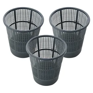 Kuber Industries Mesh Dustbin|Plastic Open Garbage Basket|Portable Round Trash Can for Kitchen|Office|College|5 Liter|Pack of 3 (Grey)