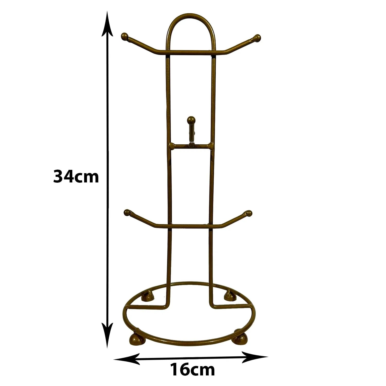 Kuber Industries Pack of 3 Kitchen Stand | Cup Stand for Kitchen | Coffee and Tea Mug Holder | Dinning Tabel Cup Stand for Kitchen | Organizer for Kitchen | 6 Cup Stand Hanger | Gold