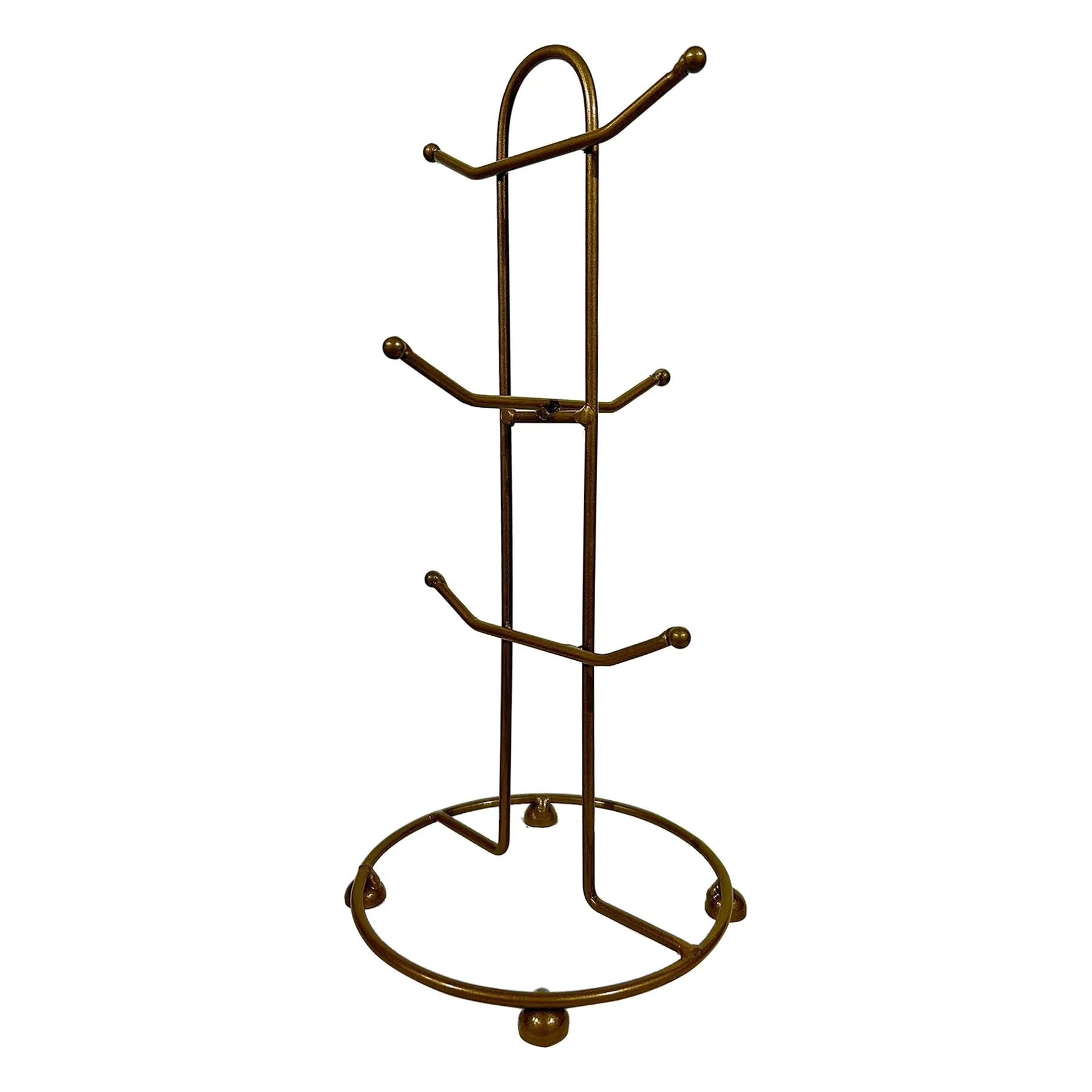 Kuber Industries Pack of 3 Kitchen Stand | Cup Stand for Kitchen | Coffee and Tea Mug Holder | Dinning Tabel Cup Stand for Kitchen | Organizer for Kitchen | 6 Cup Stand Hanger | Gold