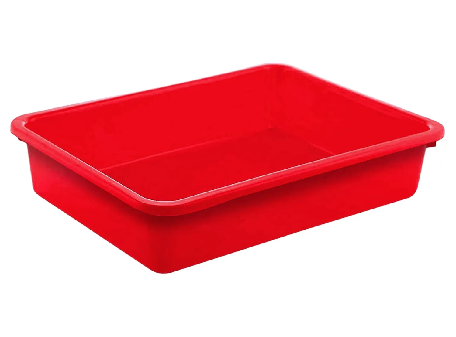 Kuber Industries Plastic Storage Large Tray Organizer, Stackable Tray for Projects, Painting, Beads, Organizing Supply Pack of 4 (Red)