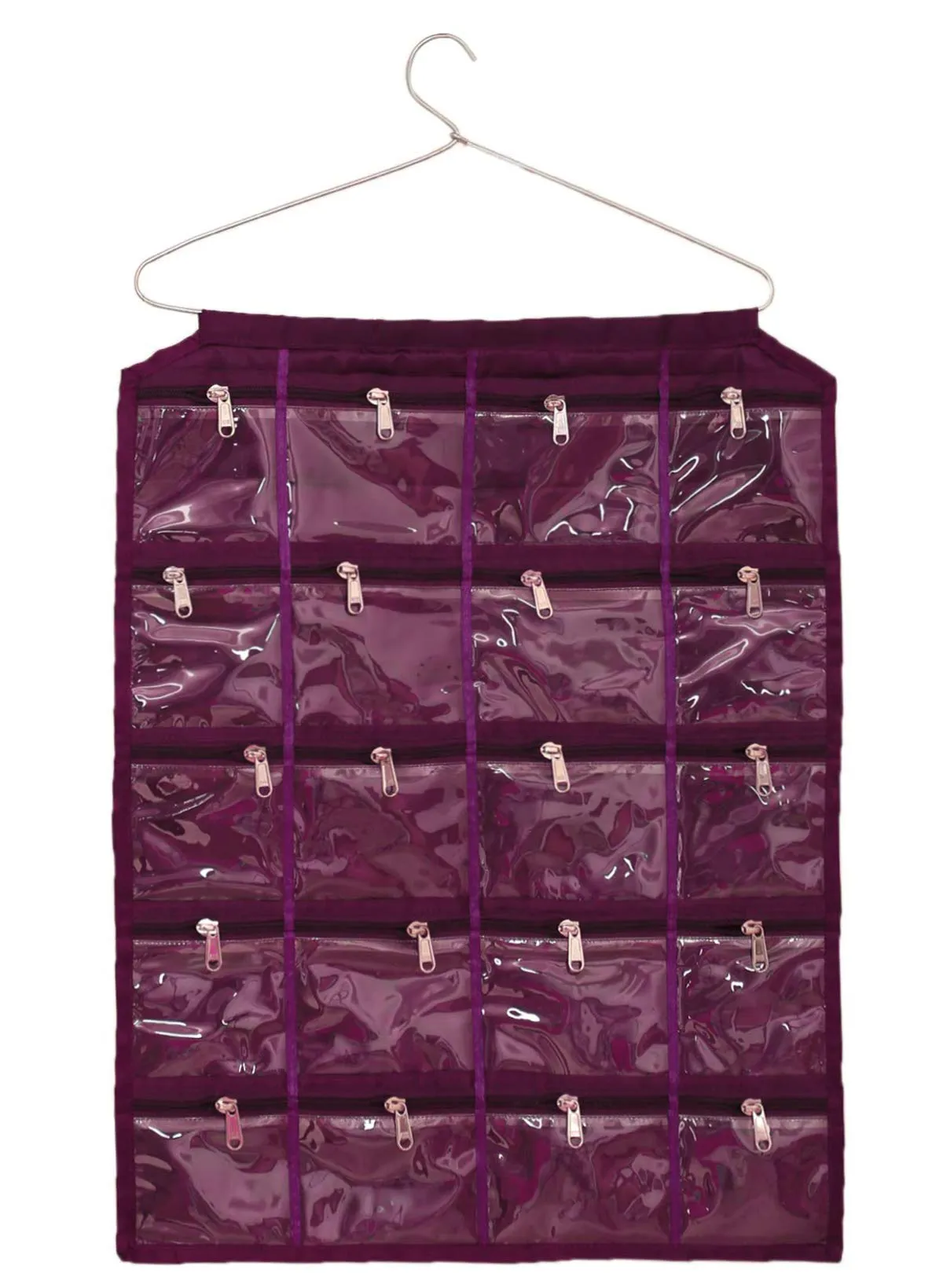 Kuber Industries Satin Jewellery Organizer With Hanger, Purple (F_26_KUBMART016965)