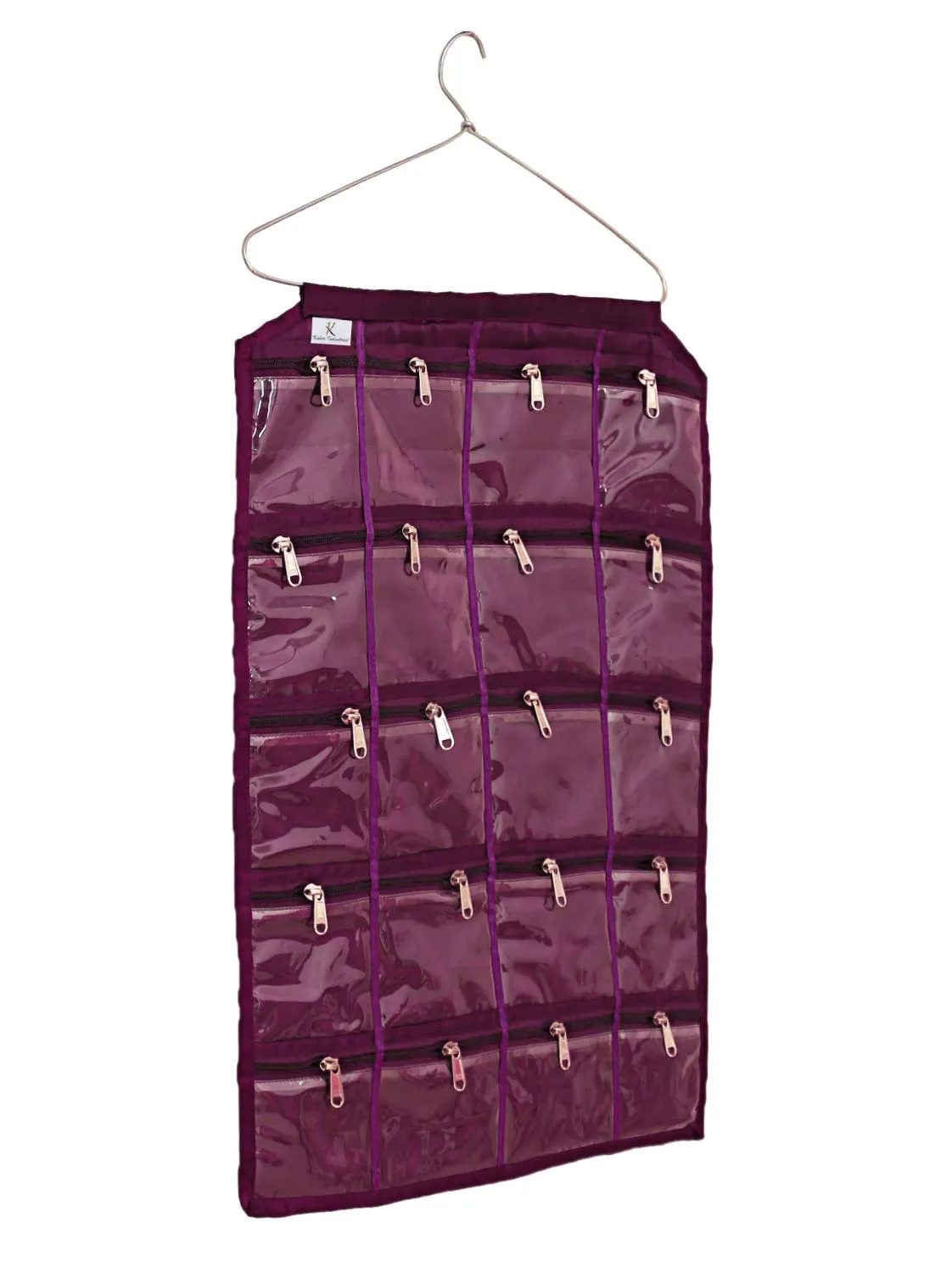 Kuber Industries Satin Jewellery Organizer With Hanger, Purple (F_26_KUBMART016965)