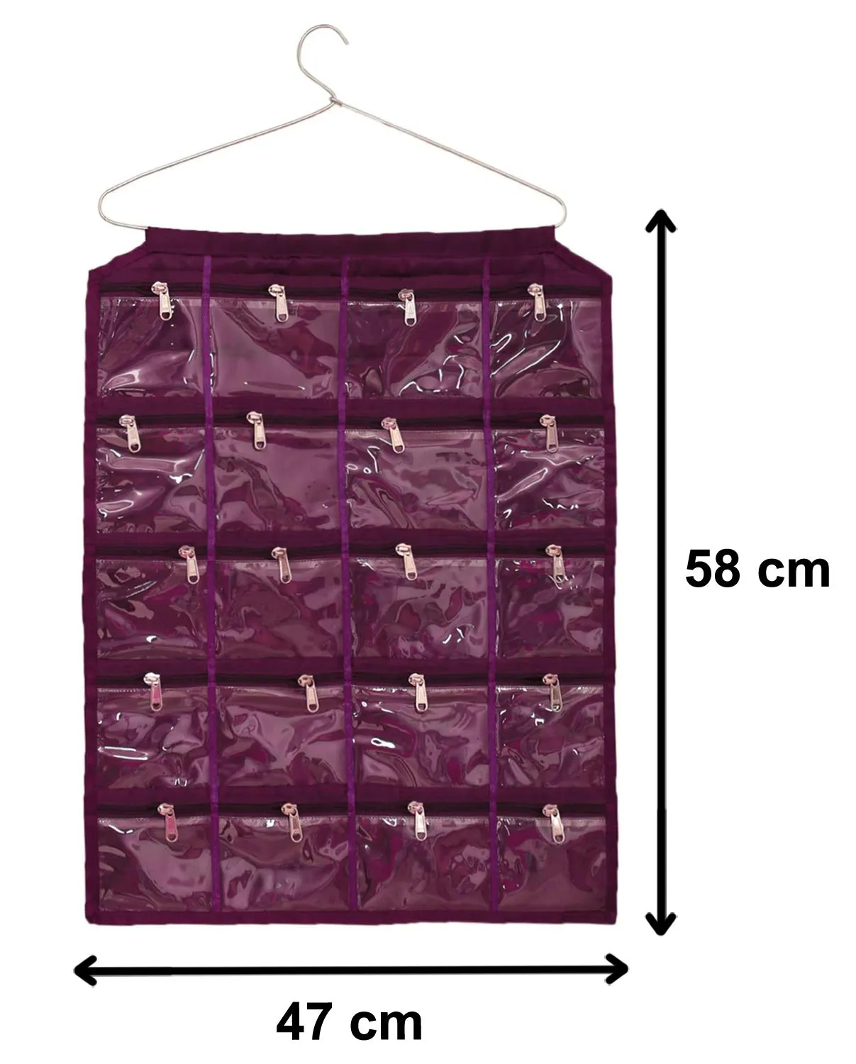 Kuber Industries Satin Jewellery Organizer With Hanger, Purple (F_26_KUBMART016965)