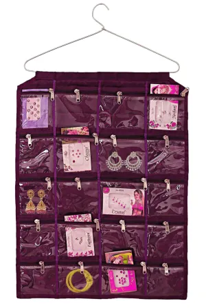 Kuber Industries Satin Jewellery Organizer With Hanger, Purple (F_26_KUBMART016965)