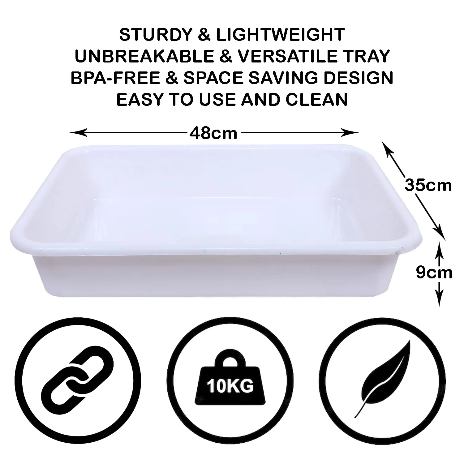 Kuber Industries Storage Tray|Versatile Plastic Storage Organizer|Rectangular Tray for Kitchen Storage|Storage Tray for office|Exel Tray 555 (White)