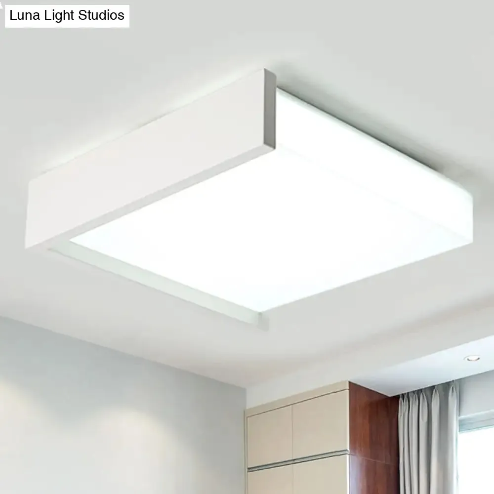 LED Flush Ceiling Light for Bedroom - 16"/19.5" Wide, Black/White with Warm/White Light and Brick Acrylic Shade