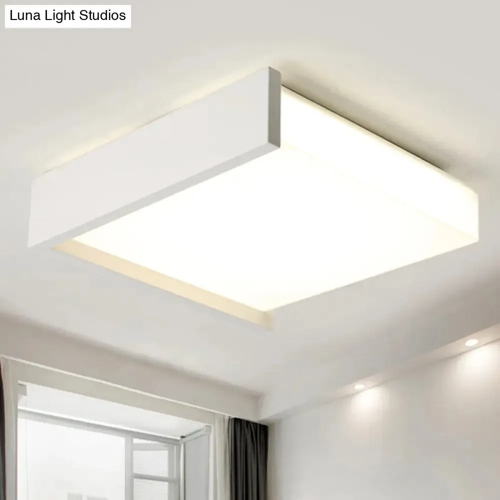 LED Flush Ceiling Light for Bedroom - 16"/19.5" Wide, Black/White with Warm/White Light and Brick Acrylic Shade