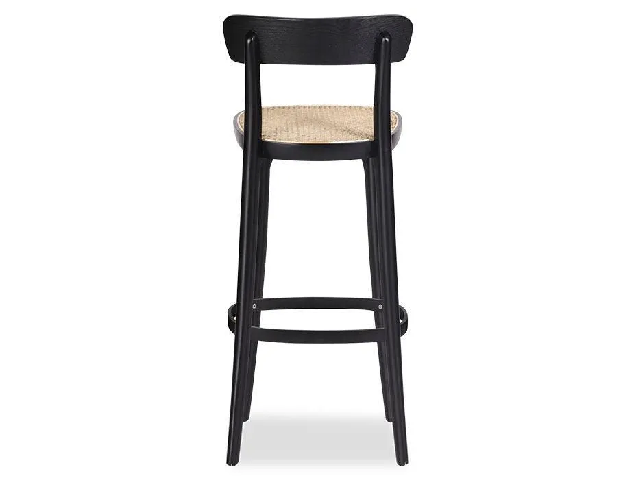 Liana Stool - Black - Cane Seat - 66cm Seat Height (Kitchen Bench height)