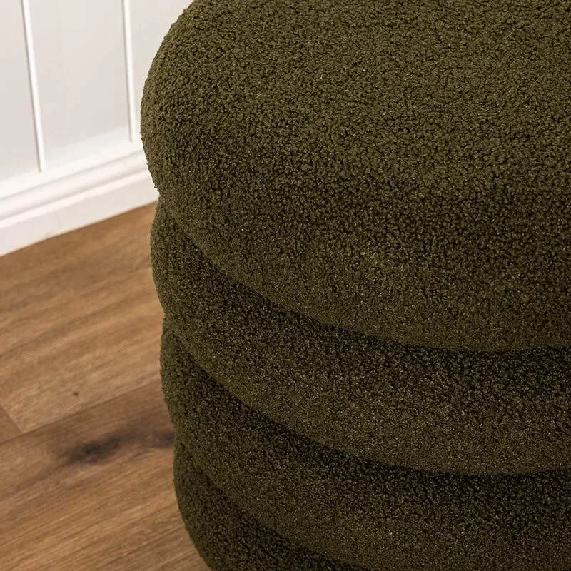 Lucia Round Boucle Stool Khaki