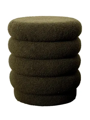 Lucia Round Boucle Stool Khaki