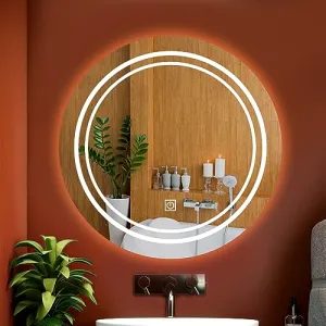 LUPPRA Round Wall Mounting Mirror with Light | Bathroom Mirror,Venity Mirror,Smart Mirror Size 24X24 inch | LED Mirror 3 Tone (Cool White, Natural White, Warm White).